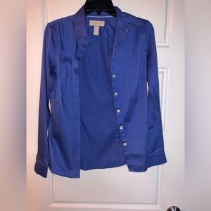 Blue button up blouse